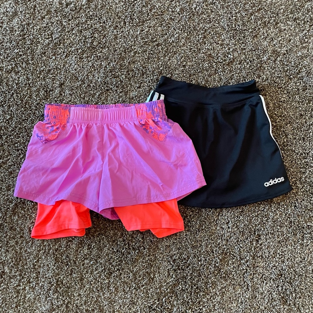 Adidas Black Athletic Skirt and Pink Layered Shorts